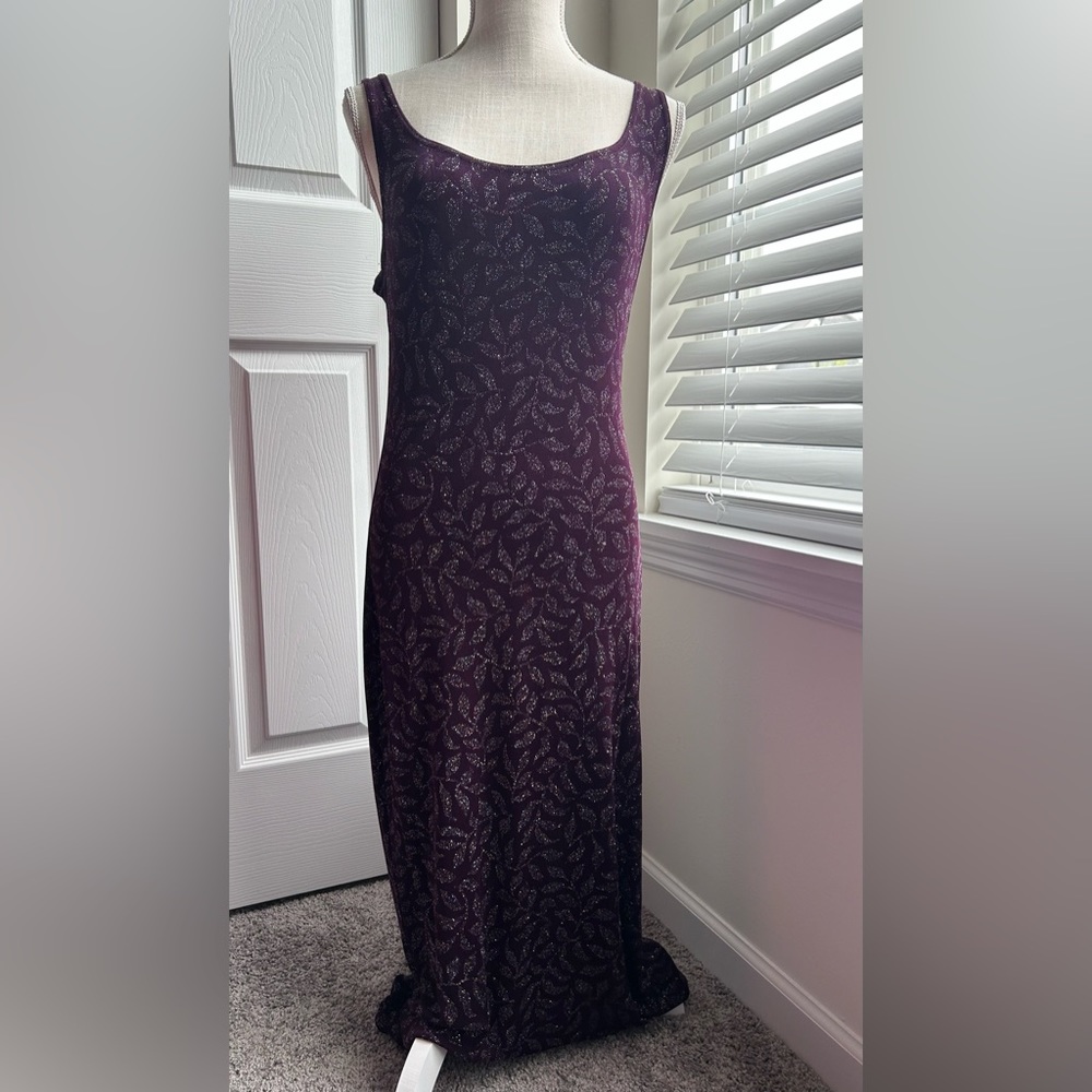 All That Jazz Floral Glitter Fitted Scoop Neck Dancing Maxi Dress